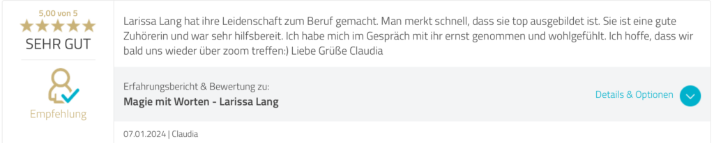 Foto der Rezension von Claudia bei Proven Expert