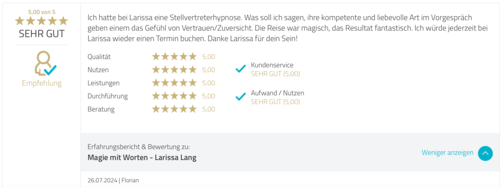 Foto der Rezension von Florian bei Proven Expert