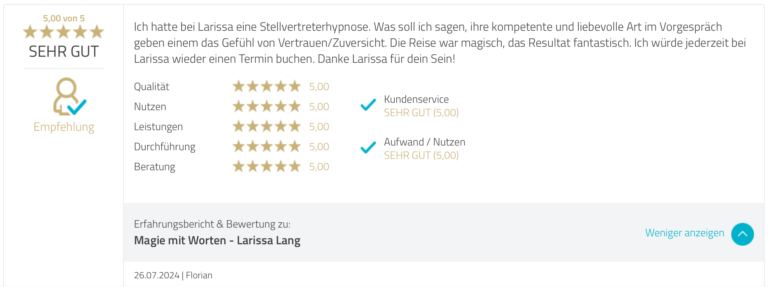 Foto der Rezension von Florian bei Proven Expert