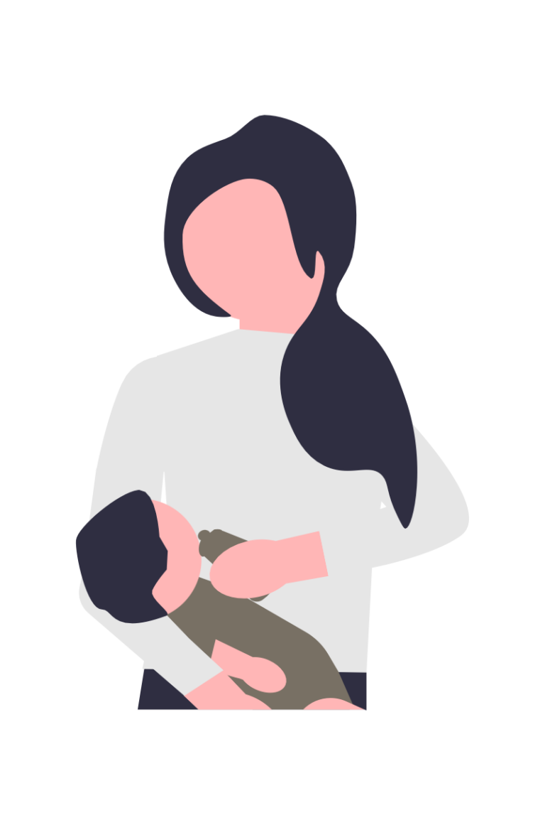 Foto einer Frau mit Baby im Arm