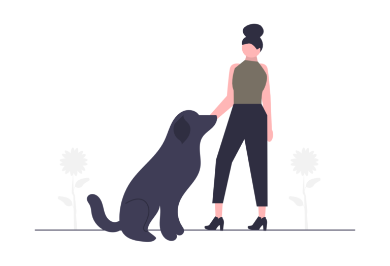 Foto einer Frau mit Hund