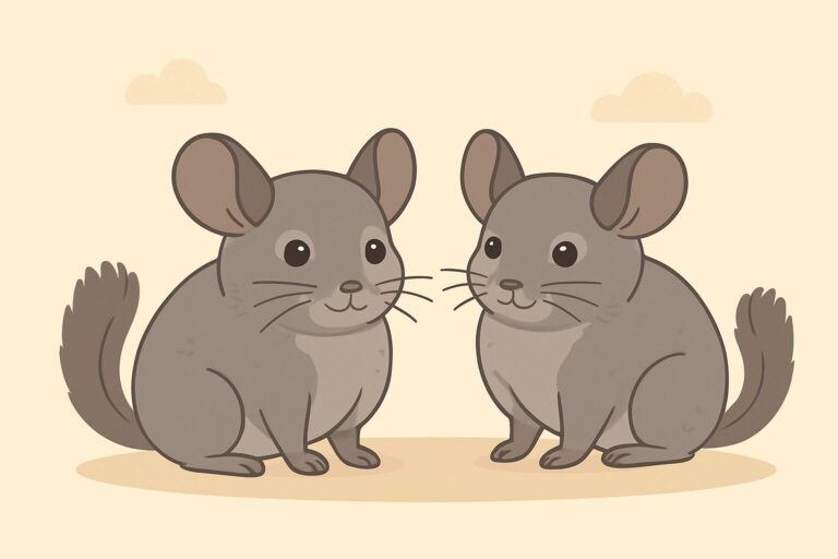 Grafik von zwei grauen Chinchillas. Das Bild ist KI generiert.